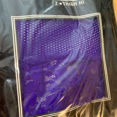 Z International | PurpleRoyal Blu Fishnet Lace Top Thigh High Womens Size S - M